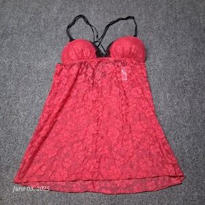 Lilac & London Lace Sleep Shirt Size Medium Red Wireless‎